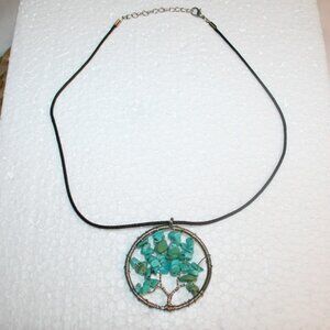 Reduced! TREE OF LIFE TURQUOISE STONE PENDANT NECKLACE